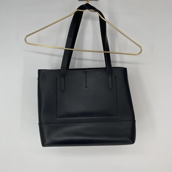 J Crew All Leather Black Uptown Tote Bag Purse - Picture 2 of 10